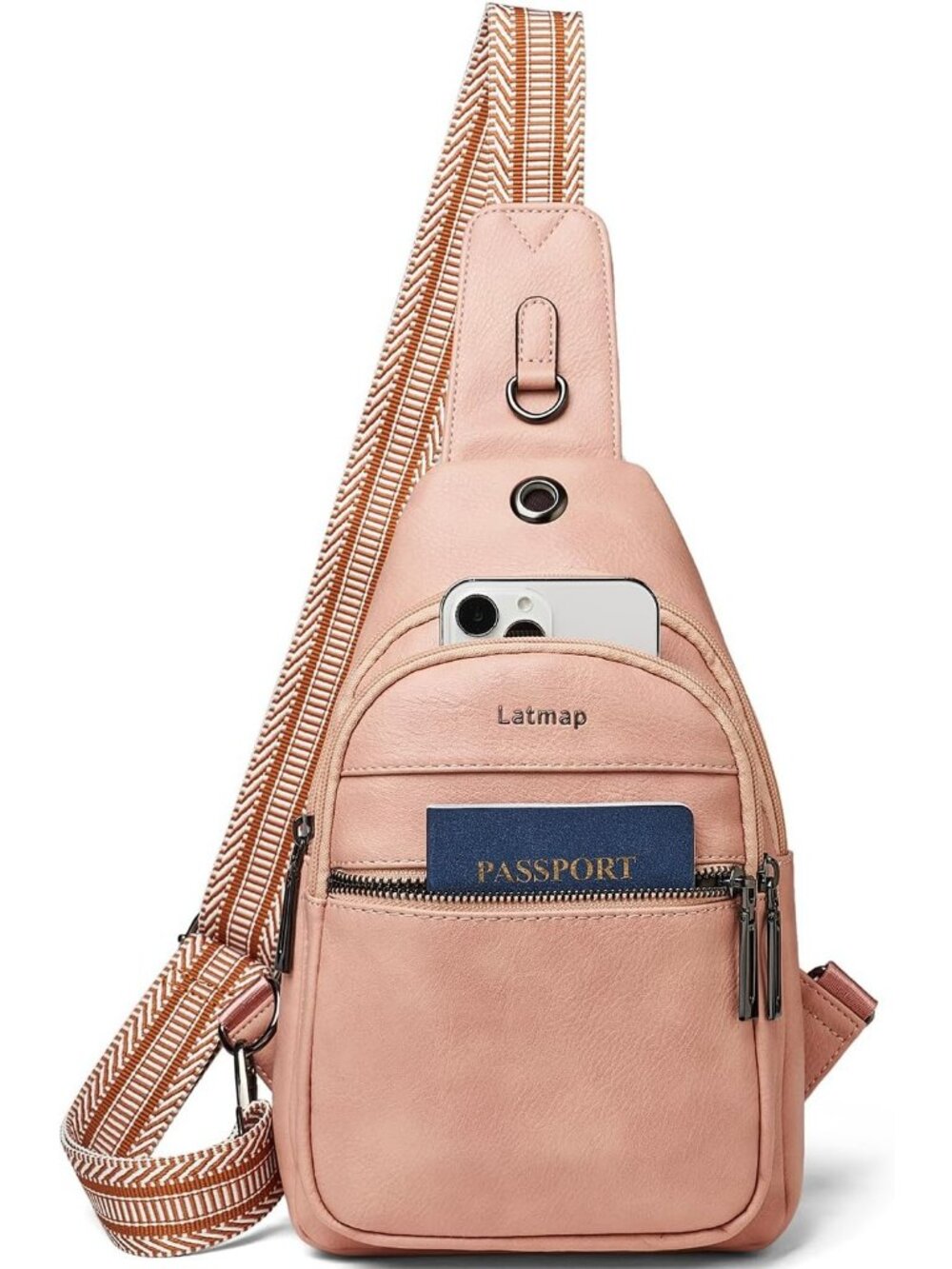 Women's Pink Leather Sling Bag Crossbody Shoulder Tote Fanny Pack Travel Bag